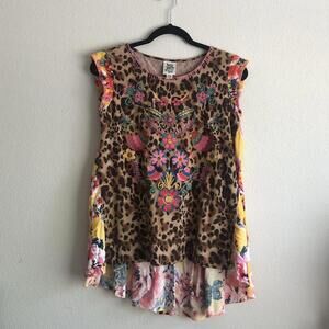 Ivy Jane Eclectic Animal Print Embroidered Sleeveless Top